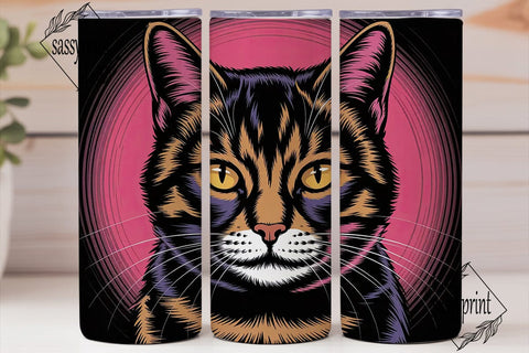 Intense Cat Face 20oz Tumbler Wrap Sublimation sassyprint 