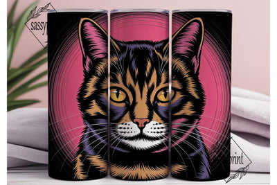 Intense Cat Face 20oz Tumbler Wrap Sublimation sassyprint 