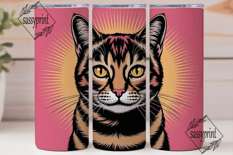 Intense Cat Face 20oz Tumbler Wrap Sublimation sassyprint 
