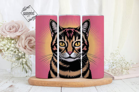 Intense Cat Face 20oz Tumbler Wrap Sublimation sassyprint 