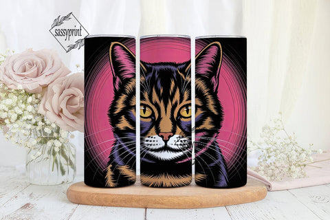 Intense Cat Face 20oz Tumbler Wrap Sublimation sassyprint 