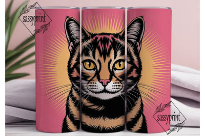 Intense Cat Face 20oz Tumbler Wrap Sublimation sassyprint 