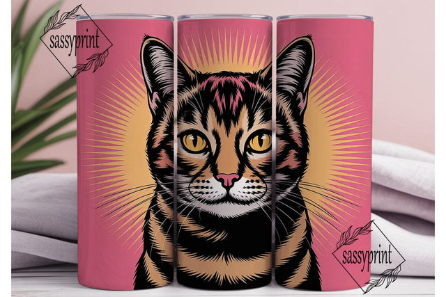 Intense Cat Face 20oz Tumbler Wrap Sublimation sassyprint 