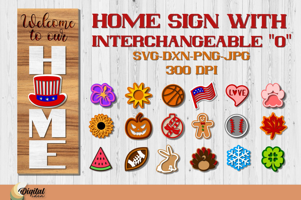 Interchangeable Home signs. 3D Lasercut layered signs - So Fontsy