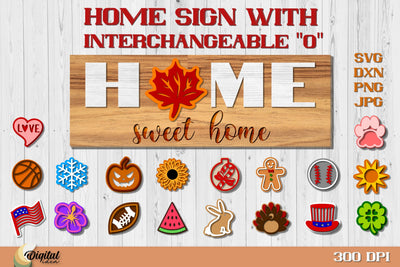 Interchangeable Home signs. 3D Lasercut layered signs SVG Evgenyia Guschina 