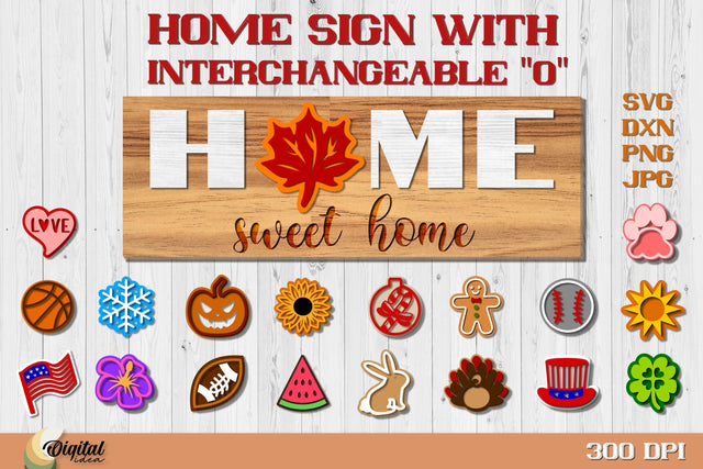 Interchangeable Home signs. 3D Lasercut layered signs SVG Evgenyia Guschina 