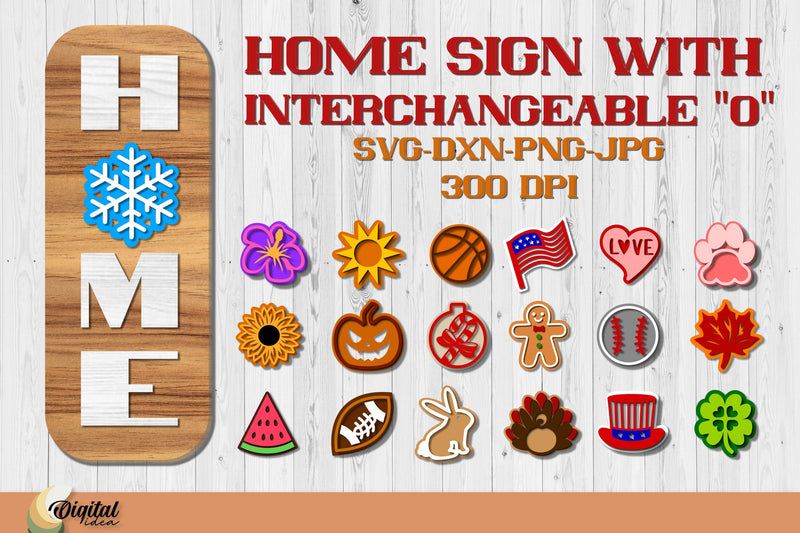 Interchangeable Home signs. 3D Lasercut layered signs SVG Evgenyia Guschina 
