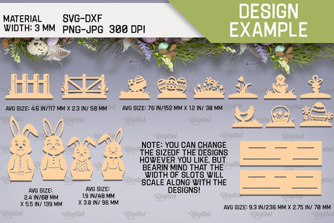 Interchangeable Rabbit Stand SVG. 3D Easter Stand Laser Cut SVG Evgenyia Guschina 
