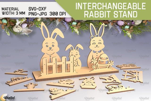 Interchangeable Rabbit Stand SVG. 3D Easter Stand Laser Cut SVG Evgenyia Guschina 
