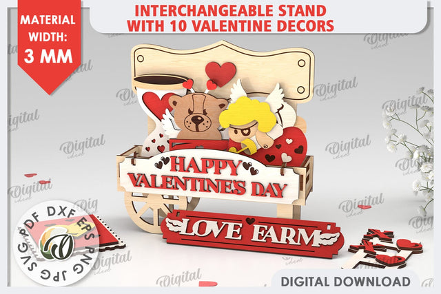Interchangeable Stand Valentine's Day Laser Cut. Love Sign SVG Evgenyia Guschina 