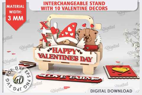 Interchangeable Stand Valentine's Day Laser Cut. Love Sign SVG Evgenyia Guschina 