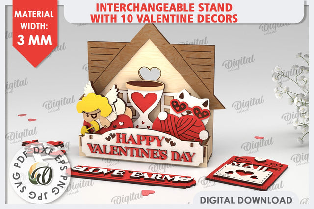 Interchangeable Stand Valentine's Day Laser Cut. Love Sign SVG Evgenyia Guschina 