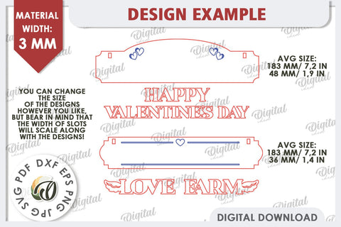 Interchangeable Stand Valentine's Day Laser Cut. Love Sign SVG Evgenyia Guschina 