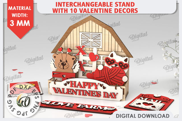 Interchangeable Stand Valentine's Day Laser Cut. Love Sign SVG Evgenyia Guschina 