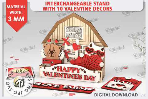 Interchangeable Stand Valentine's Day Laser Cut. Love Sign SVG Evgenyia Guschina 