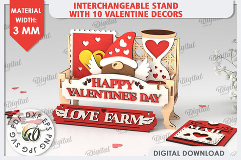 Interchangeable Stand Valentine's Day Laser Cut. Love Sign SVG Evgenyia Guschina 