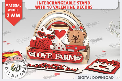 Interchangeable Stand Valentine's Day Laser Cut. Love Sign SVG Evgenyia Guschina 
