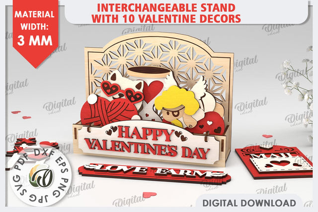 Interchangeable Stand Valentine's Day Laser Cut. Love Sign SVG Evgenyia Guschina 