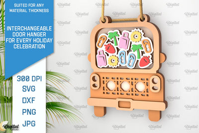 Interchangeable Summer Decor Laser Cut. Door Hanger SVG SVG Evgenyia Guschina 