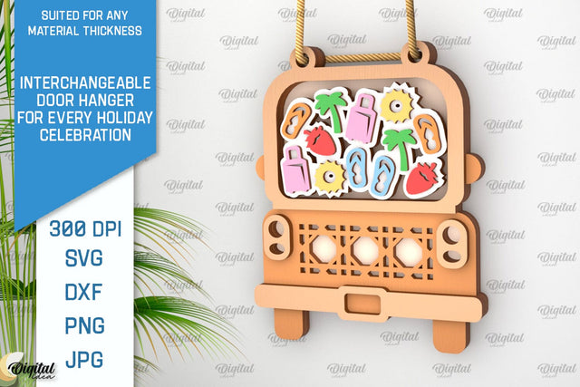 Interchangeable Summer Decor Laser Cut. Door Hanger SVG SVG Evgenyia Guschina 