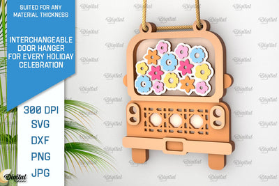 Interchangeable Summer Decor Laser Cut. Door Hanger SVG SVG Evgenyia Guschina 