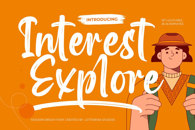 Interest Explore - Modern Brush Font Font Letterena Studios 
