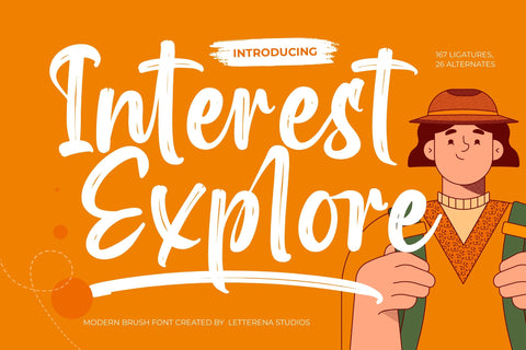 Interest Explore - Modern Brush Font Font Letterena Studios 