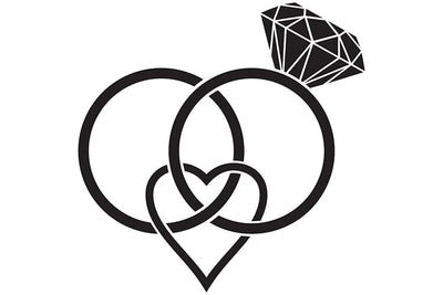 Interlocking Wedding Rings with Diamond Forming Heart SVG TribaliumArtSF 