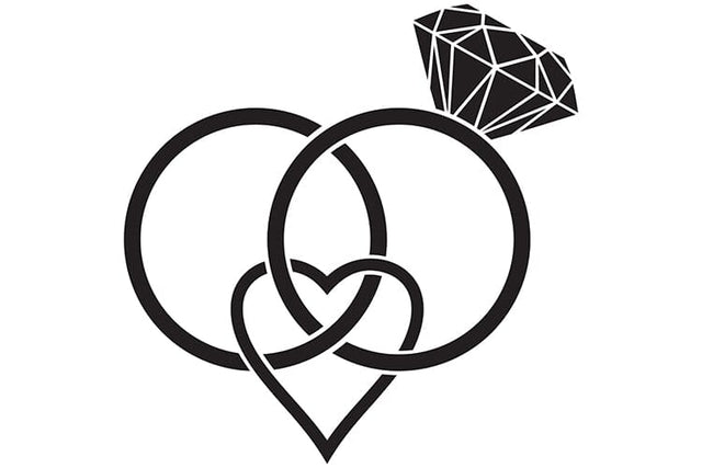 Interlocking Wedding Rings with Diamond Forming Heart SVG TribaliumArtSF 