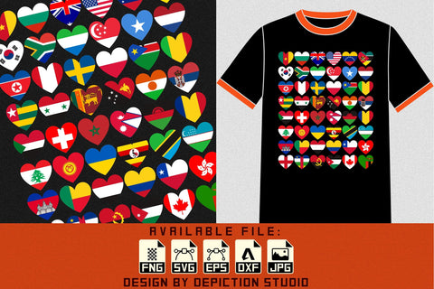 International Day of Peace, Flag Heart Hand Drawn Heart Shaped Flag T-Shirt, World Peace Flag Shirt Print Template Sketch DESIGN Depiction Studio 