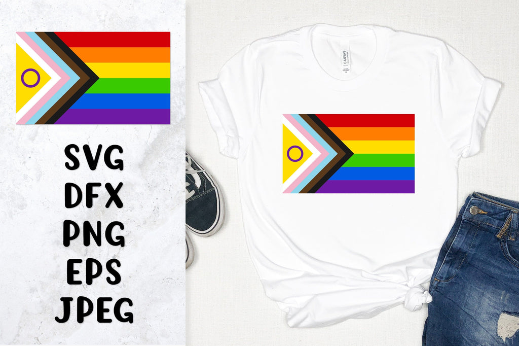 Intersex Inclusive Progress Pride Rainbow flag. LGBTQ SVG - So Fontsy
