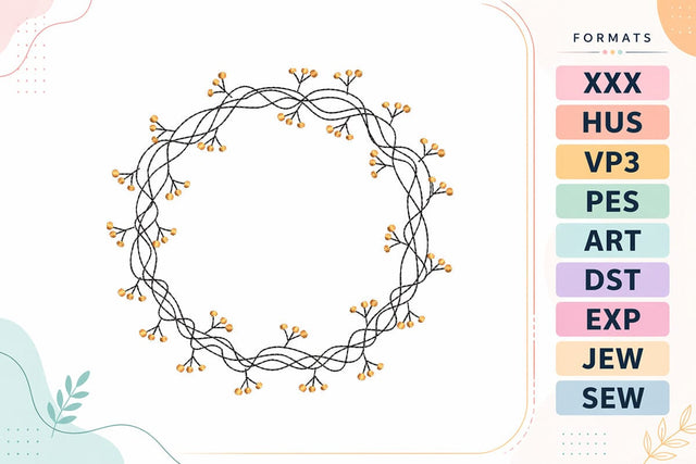 Intertwined Berry Wreath Monogram Frame Embroidery Design Embroidery/Applique DESIGNS sg embroidery 