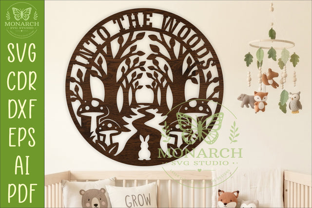 Into The Woods Woodland Wall Sign SVG, Cottagecore Forest SVG APInspireddesigns 