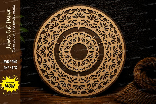Intricate Mandala Circle Laser Cut SVG Design SVG Regulrcrative 
