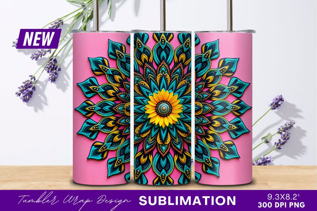 Intricate Teal And Yellow Flower Mandala Design Sublimation Regulrcrative 