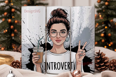Introvert Iced Coffee 20oz Tumbler Wrap Sublimation DesignSVG 