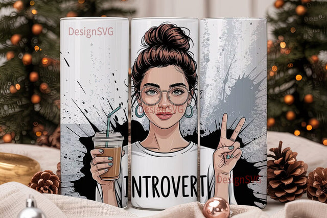 Introvert Iced Coffee 20oz Tumbler Wrap Sublimation DesignSVG 