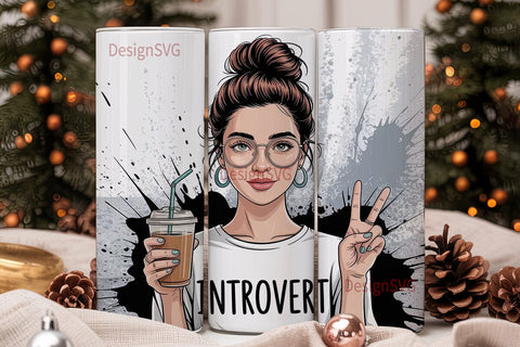 Introvert Iced Coffee 20oz Tumbler Wrap Sublimation DesignSVG 