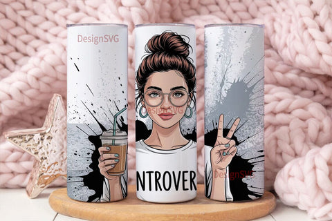 Introvert Iced Coffee 20oz Tumbler Wrap Sublimation DesignSVG 
