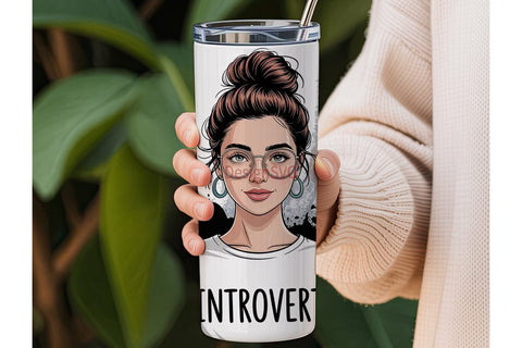 Introvert Iced Coffee 20oz Tumbler Wrap Sublimation DesignSVG 