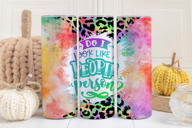 Introvert Tumbler Wrap For 20oz Skinny Cup, Personality Tumbler Png Sublimation, Introverted Quote Tumbler, Rainbow Leopard Tumbler Design Sublimation BouDesign 