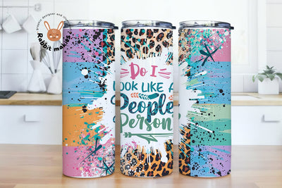 Introvert Tumbler Wrap For 20oz Skinny Cup, Personality Tumbler Png Sublimation, Introverted Quote Tumbler, Rainbow Leopard Tumbler Design Sublimation Rabbitmakies 