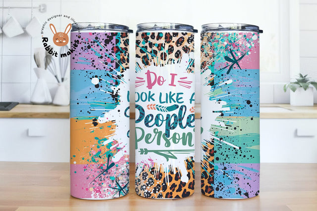 Introvert Tumbler Wrap For 20oz Skinny Cup, Personality Tumbler Png Sublimation, Introverted Quote Tumbler, Rainbow Leopard Tumbler Design Sublimation Rabbitmakies 