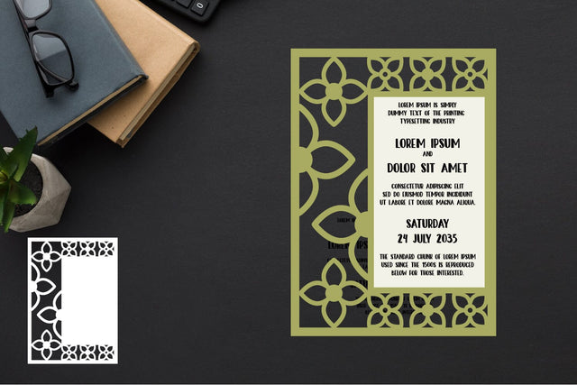 Invitations Template Papercut, Wedding Invitation Template SVG zafrans studio 