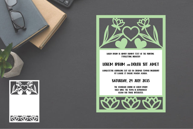 Invitations Template Papercut, Wedding Invitation Template SVG zafrans studio 