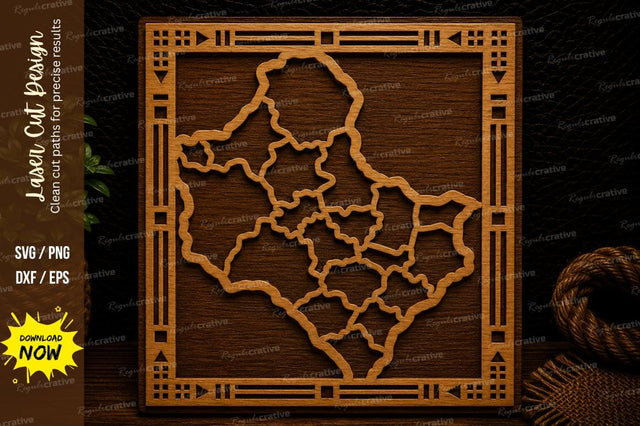 Iraq Map Decorative Frame Laser Cut SVG Design SVG Regulrcrative 