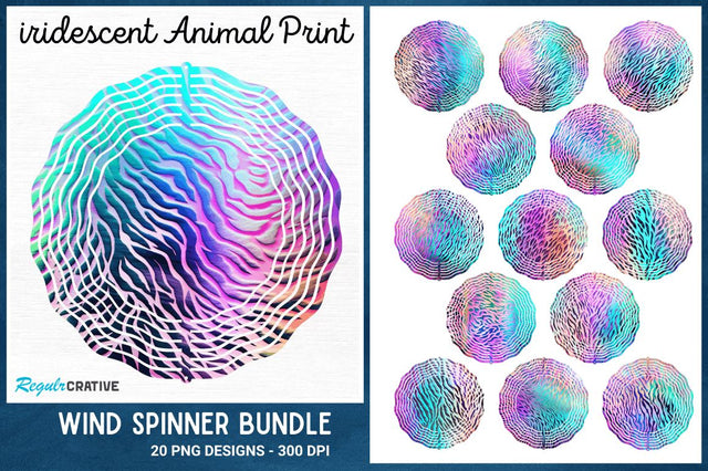 iridescent Animal Print Wind Spinner Sublimation Regulrcrative 