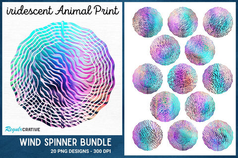 iridescent Animal Print Wind Spinner Sublimation Regulrcrative 
