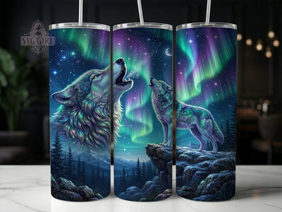 Iridescent Aurora Wolves 20oz Tumbler, Iridescent Wolves, Aurora Wolves, Wolf Tumbler, 20oz Tumbler, Aurora Tumbler, Iridescent Aurora, Tumbler Wrap Sublimation SvggirlplusArt 