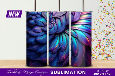 Iridescent Blue Purple Feathers Tumbler Png Texture Sublimation Regulrcrative 